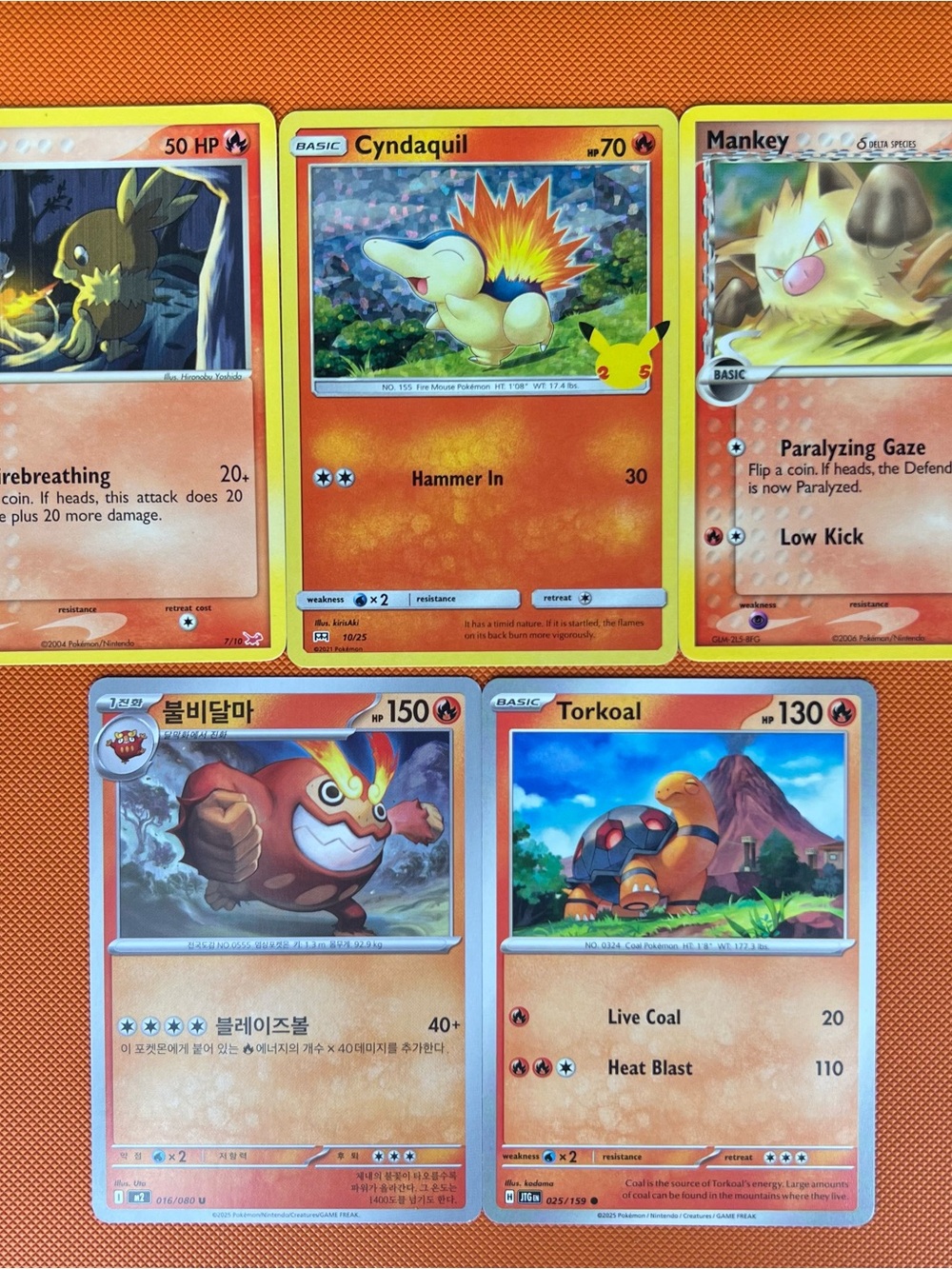 Pokemon fire-type 5 cards bundle! 1 HOLO!!